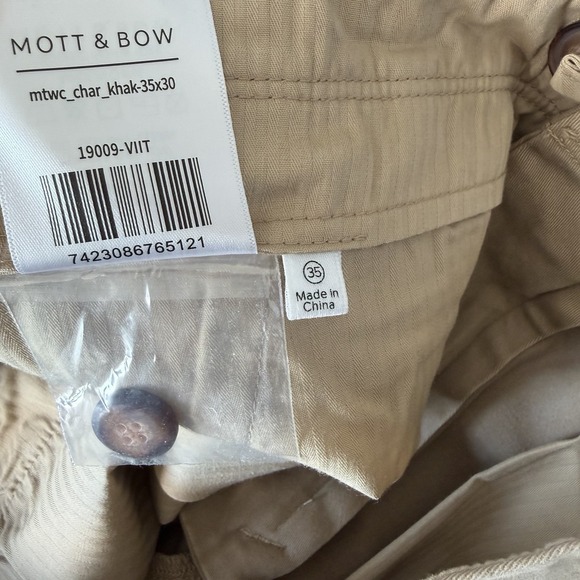 Mott & Bow Pants Men's 35x30 Khaki Brown Everyday Comfort Chino Stretch - Picture 8 of 8